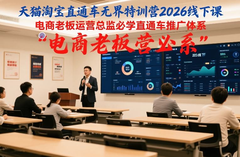 天猫淘宝直通车无界特训营2026线下课，电商老板运营总监必学直通车推广体系-蚂蚁汇资源分享项目网