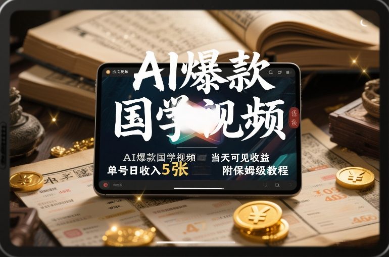 AI爆款国学视频，独家起号方法，小白直接上手，当天可见收益，单号日收入5张+附保姆级教程-蚂蚁汇资源分享项目网