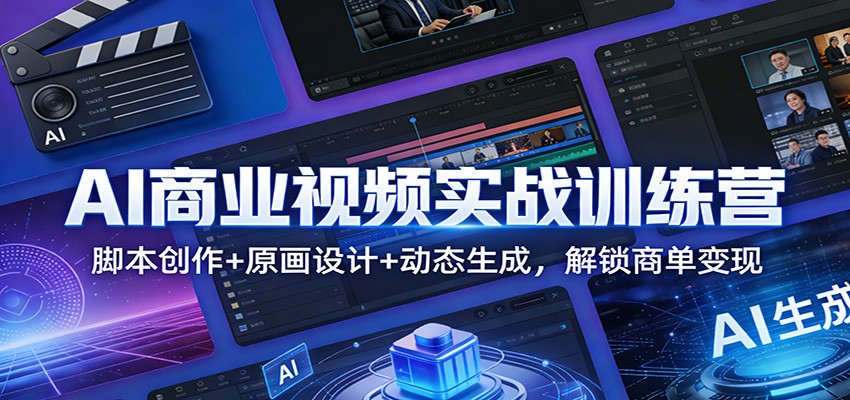 AI商业视频实战训练营：脚本创作+原画设计+动态生成，解锁商单变现-蚂蚁汇资源分享项目网