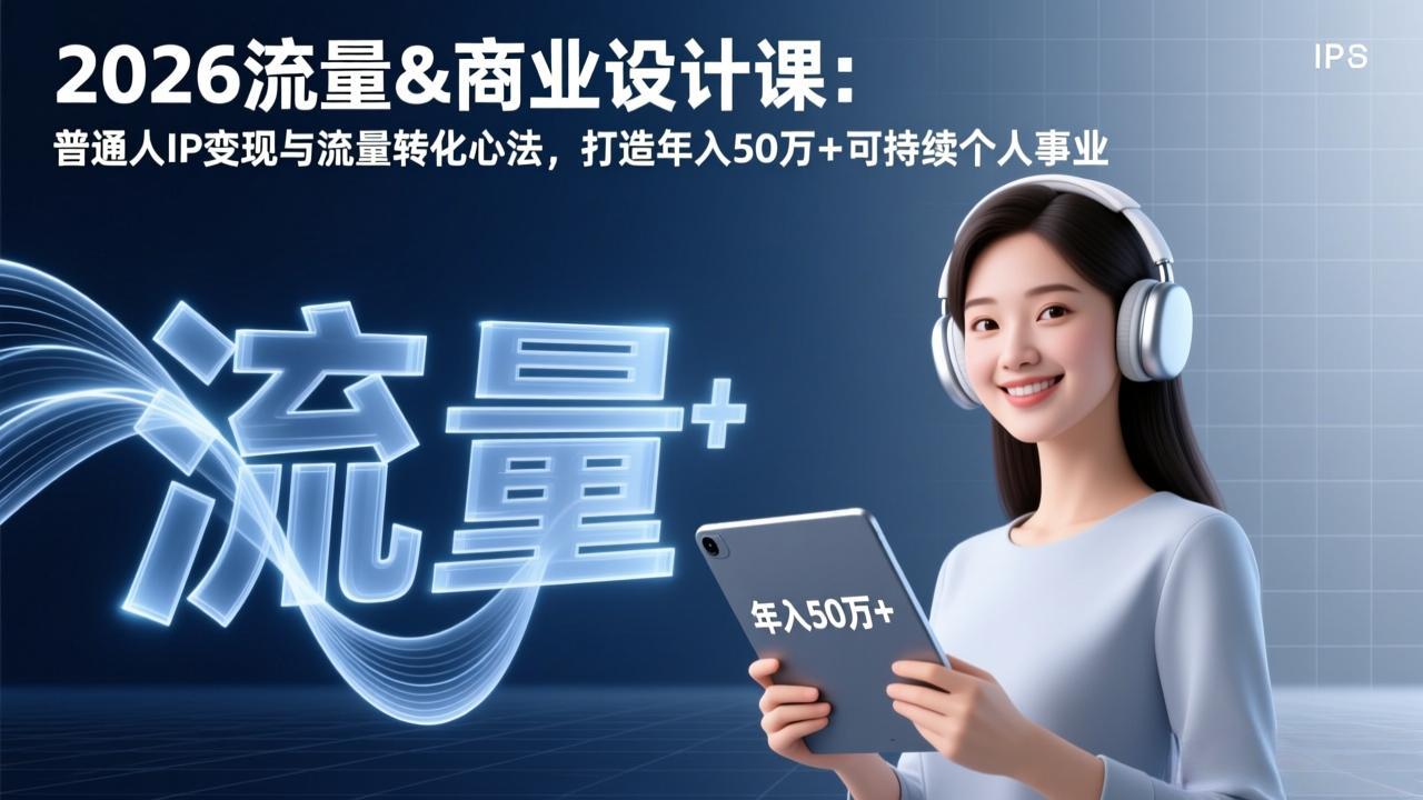 2026流量&商业设计课：普通人IP变现与流量转化心法，打造年入50万+可持续个人事业-蚂蚁汇资源分享项目网