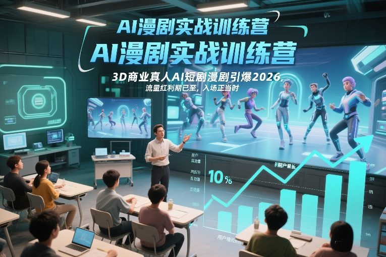 AI漫剧实战训练营，3D商业真人AI短剧漫剧引爆2026，流量红利期已至，入场正当时-蚂蚁汇资源分享项目网
