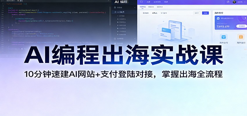 AI编程出海实战课：10分钟速建AI网站+支付登陆对接，掌握出海全流程-蚂蚁汇资源分享项目网