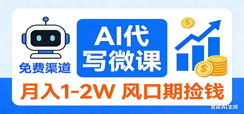 2026告别打工！AI 代写微课，提供免费渠道，月入 1-2W 风口期捡钱-蚂蚁汇资源分享项目网