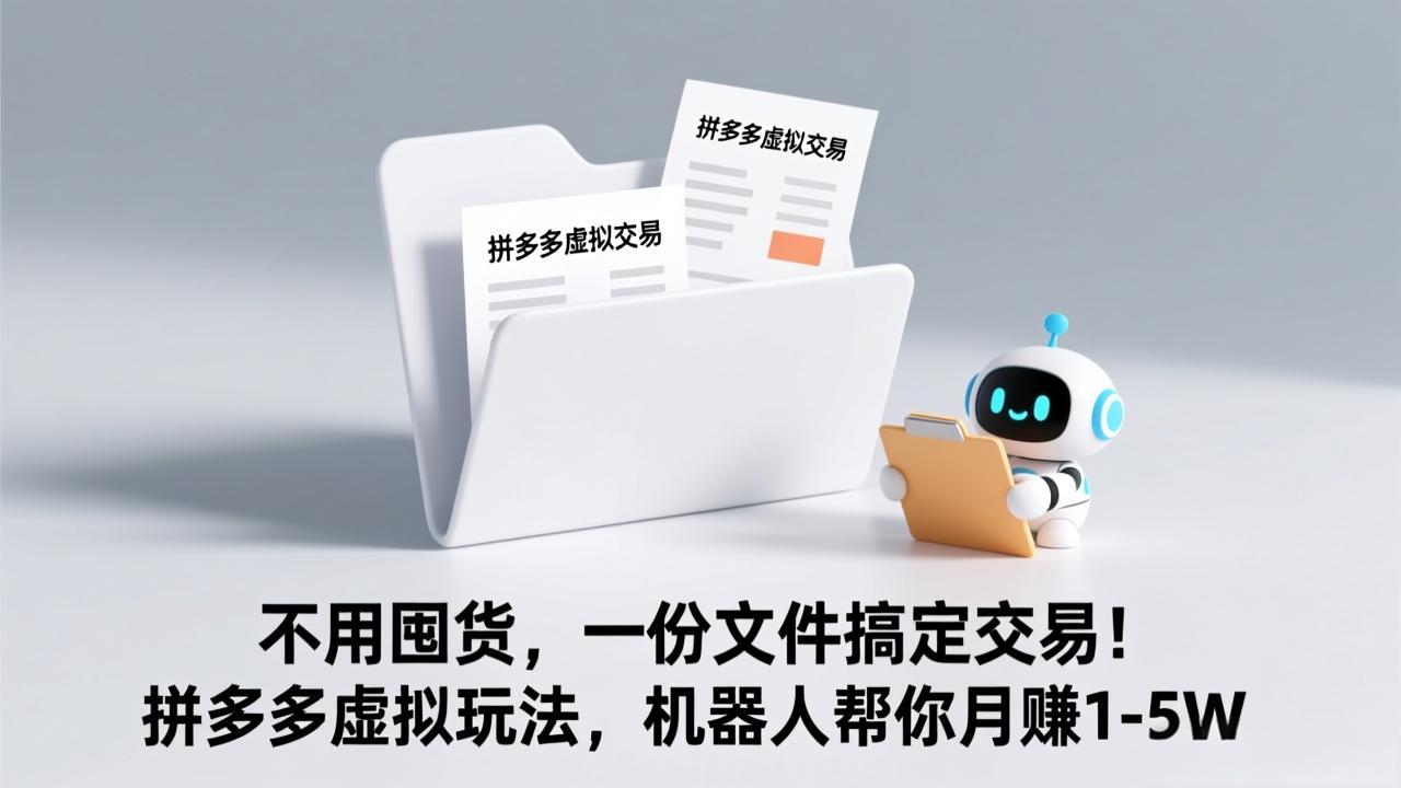 不用囤货，一份文件搞定交易！拼多多虚拟玩法，机器人帮你月赚 1-5W-蚂蚁汇资源分享项目网