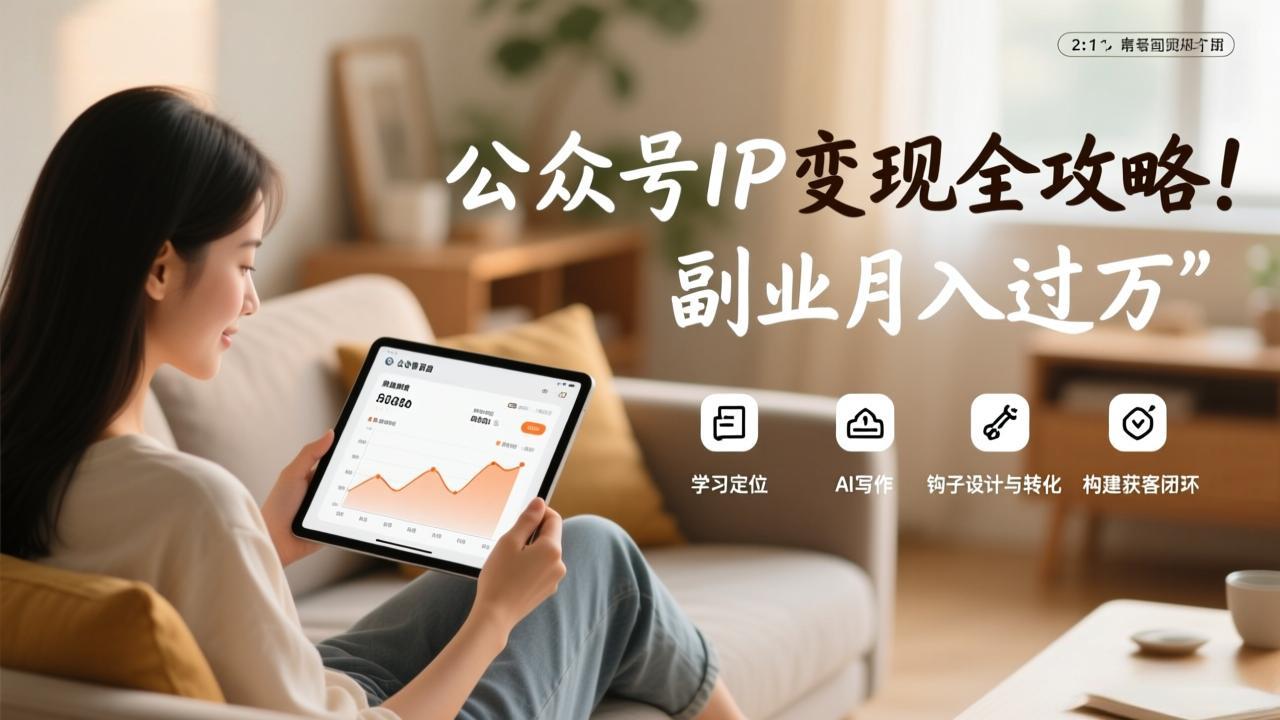 公众号IP变现全攻略，学习定位、AI写作、钩子设计与转化，构建获客闭环，副业月入过万-蚂蚁汇资源分享项目网