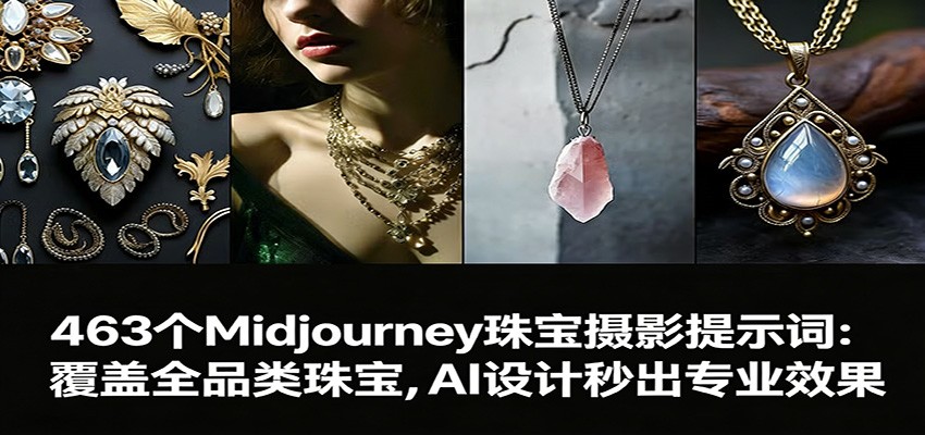 463个Midjourney珠宝摄影提示词：覆盖全品类珠宝，AI设计秒出专业效果-蚂蚁汇资源分享项目网