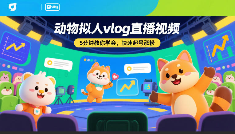 动物拟人vlog直播视频，5分钟教你学会，快速起号涨粉-蚂蚁汇资源分享项目网