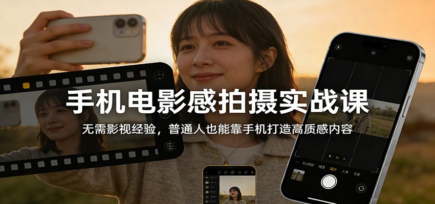 手机电影感拍摄实战课：无需影视经验，普通人也能靠手机打造高质感内容-蚂蚁汇资源分享项目网