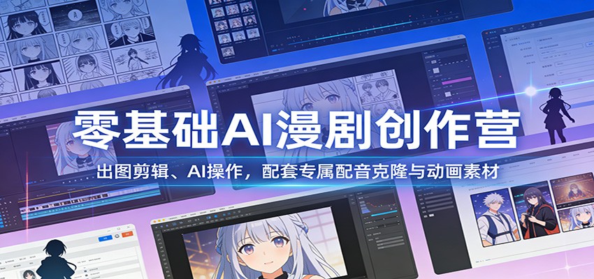 零基础AI漫剧创作营：出图剪辑、AI操作，配套专属配音克隆与动画素材-蚂蚁汇资源分享项目网