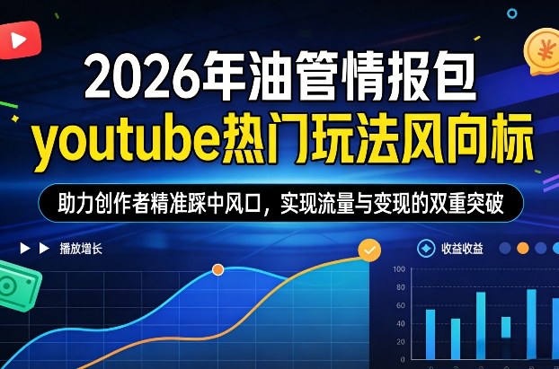 2026年油管情报包，youtube热门玩法风向标，助力创作者精准踩中风口，实现流量与变现的双重突破-蚂蚁汇资源分享项目网