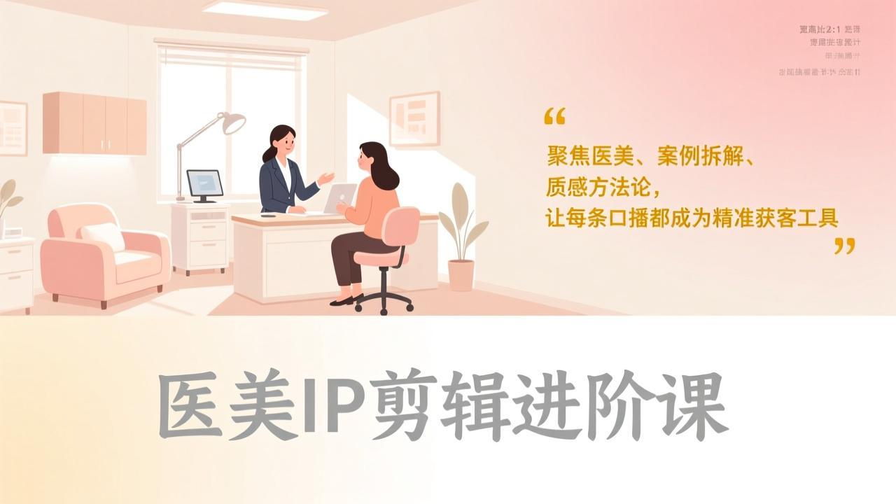 医美IP剪辑进阶课，聚焦医美、案例拆解、质感方法论，让每条口播都成为精准获客工具-蚂蚁汇资源分享项目网