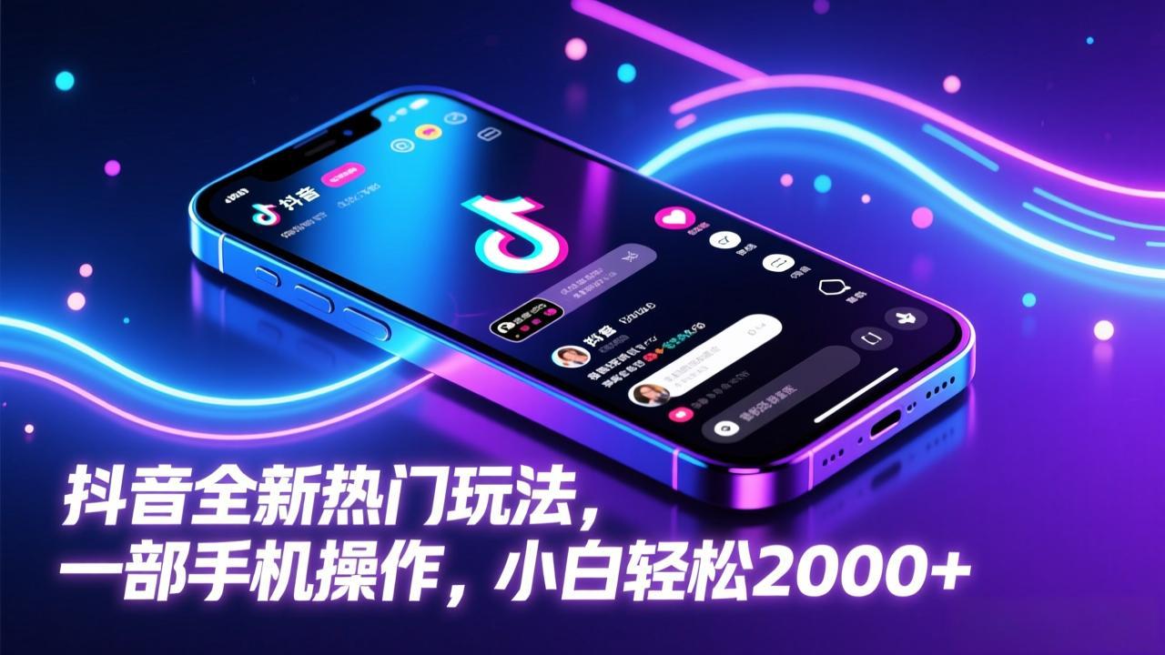 抖音全新热门玩法，一部手机操作，小白轻松2000+-蚂蚁汇资源分享项目网