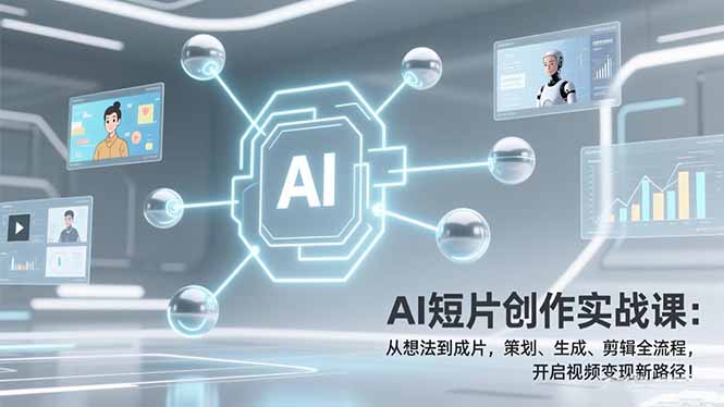 AI短片创作实战课：从想法到成片，策划、生成、剪辑全流程，开启视频变现新路径！-蚂蚁汇资源分享项目网