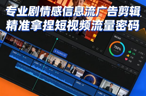 专业剧情感信息流广告剪辑，精准拿捏短视频流量密码-蚂蚁汇资源分享项目网