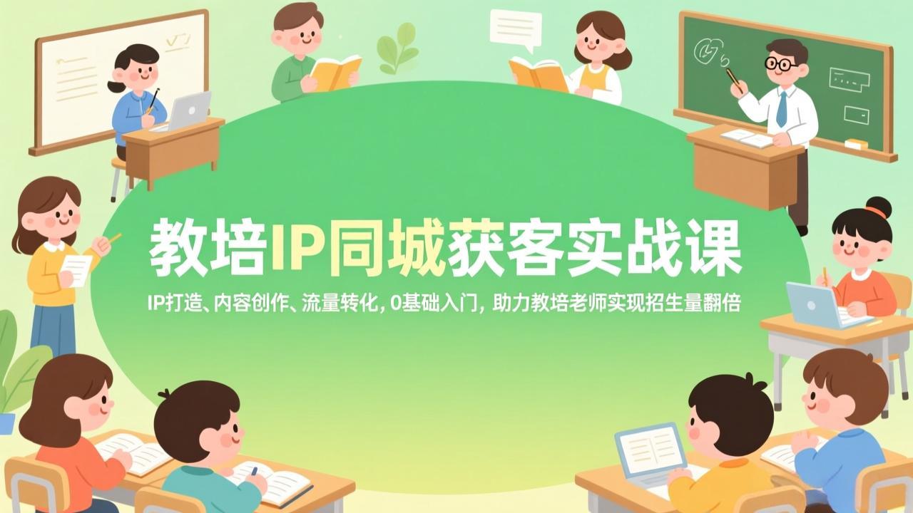 教培IP同城获客实战课，IP打造、内容创作、流量转化，0基础入门，助力教培老师实现招生量翻倍-蚂蚁汇资源分享项目网
