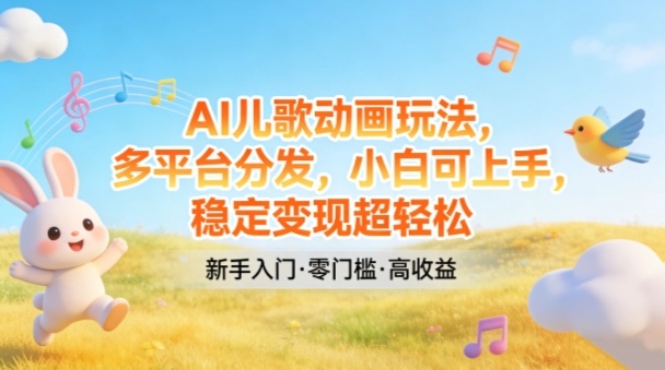 AI儿歌动画玩法，多平台分发，小白可上手，稳定变现超轻松-蚂蚁汇资源分享项目网