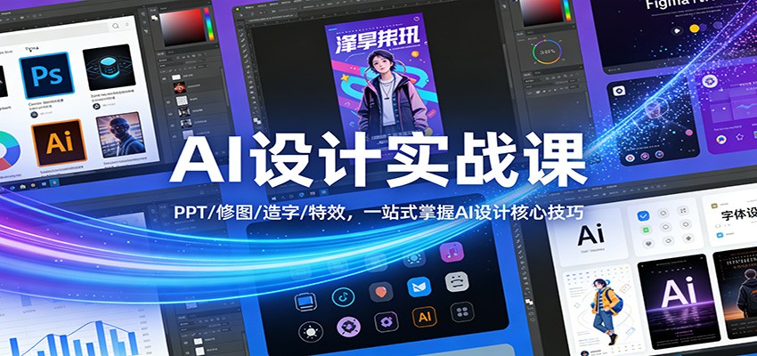AI设计实战课：PPT/修图/造字/特效，一站式掌握AI设计核心技巧-蚂蚁汇资源分享项目网