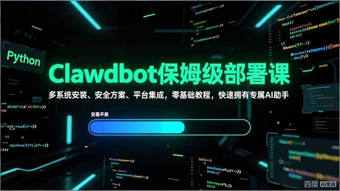 Clawdbot保姆级部署课，多系统安装、安全方案、平台集成，零基础教程，快速拥有专属AI助手-蚂蚁汇资源分享项目网