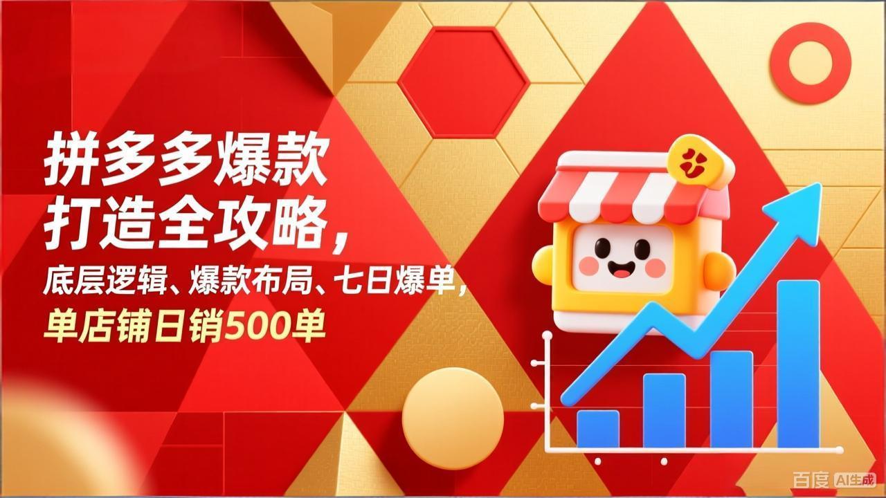 拼多多爆款打造全攻略，底层逻辑、爆款布局、七日爆单，单店铺日销500单-蚂蚁汇资源分享项目网