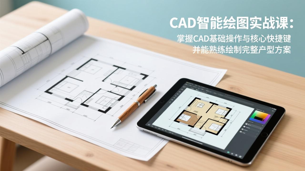 CAD智能绘图实战课：掌握CAD基础操作与核心快捷键，并能熟练绘制完整户型方案-蚂蚁汇资源分享项目网