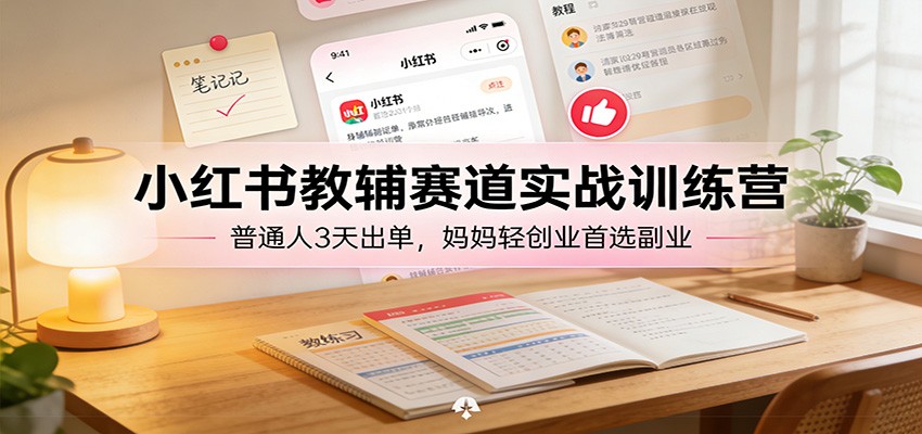 小红书教辅赛道实战训练营：普通人3天出单，妈妈轻创业首选副业-蚂蚁汇资源分享项目网