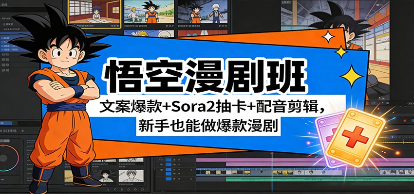 悟空漫剧班：文案爆款+Sora2抽卡+配音剪辑，新手也能做爆款漫剧-蚂蚁汇资源分享项目网