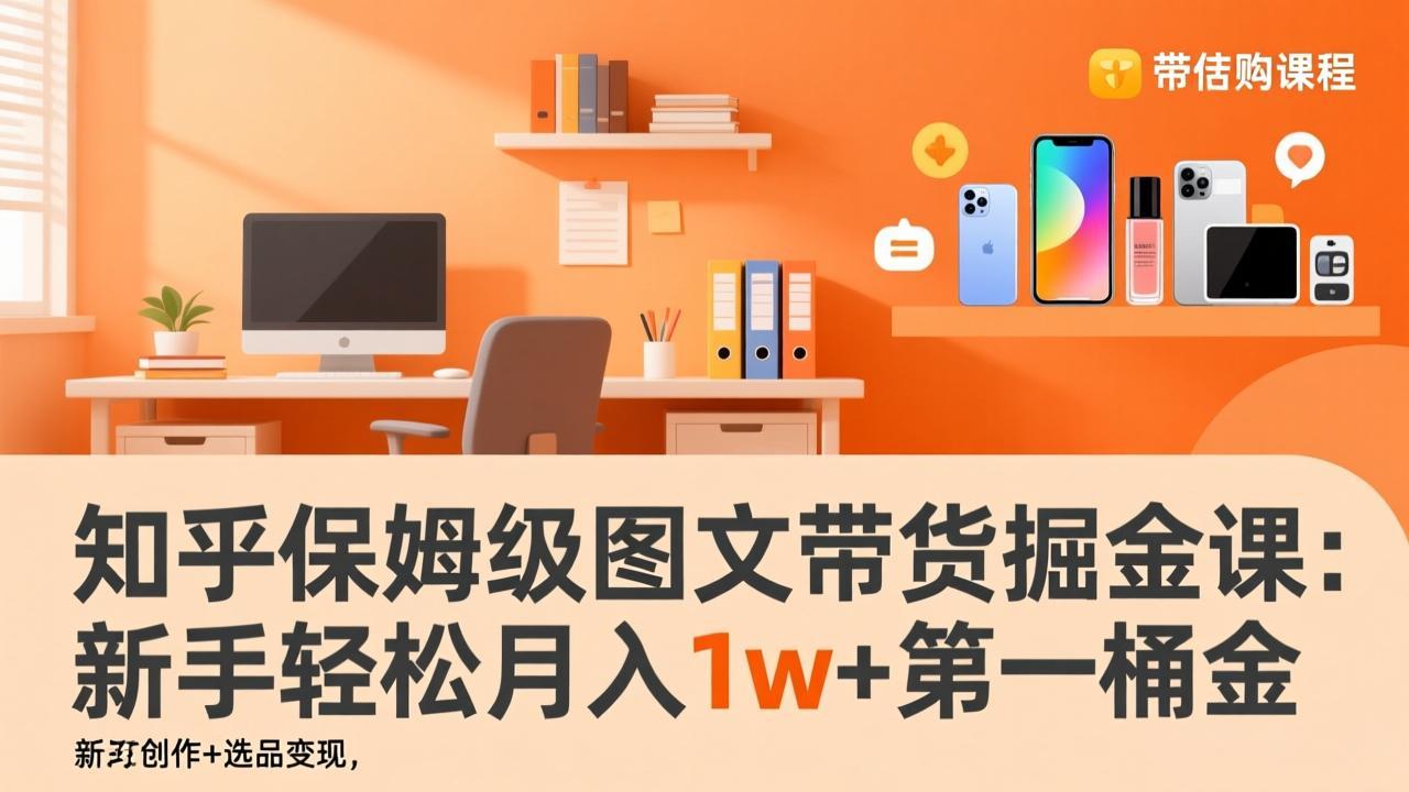 知乎保姆级图文带货掘金课：账号打造+爆文创作+选品变现，新手轻松月入1w+第一桶金-蚂蚁汇资源分享项目网