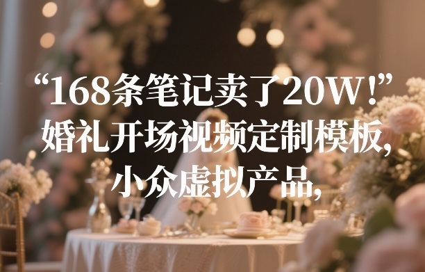 168条笔记卖了20W！婚礼开场视频定制模板，小众虚拟产品-蚂蚁汇资源分享项目网