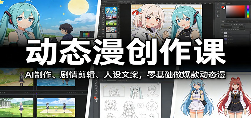动态漫创作课：AI制作、剧情剪辑、人设文案，零基础做爆款动态漫-蚂蚁汇资源分享项目网