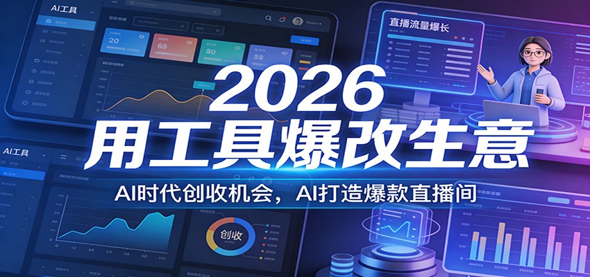 2026用工具爆改生意，AI时代创收机会，AI打造爆款直播间-蚂蚁汇资源分享项目网