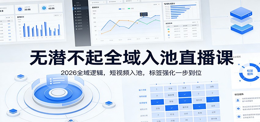 无潜不起全域入池直播课：2026全域逻辑，短视频入池，标签强化一步到位-蚂蚁汇资源分享项目网