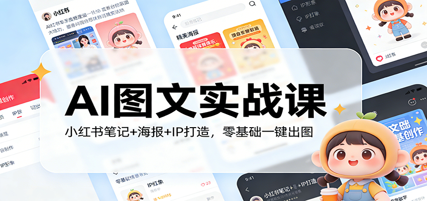 AI图文实战课：小红书笔记+海报+IP打造，零基础一键出图-蚂蚁汇资源分享项目网