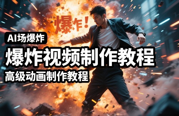 AI场景爆炸视频制作教程，利用人物实拍视频制作出高级的动画特效-蚂蚁汇资源分享项目网