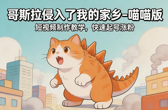 哥斯拉侵入了我的家乡–喵喵版短视频制作教学，快速起号涨粉-蚂蚁汇资源分享项目网