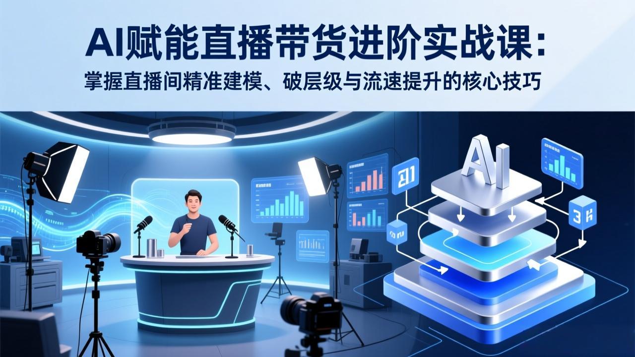 AI赋能直播带货进阶实战课：掌握直播间精准建模、破层级与流速提升的核心技巧-蚂蚁汇资源分享项目网