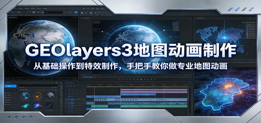 GEOlayers3地图动画制作：从基础操作到特效制作，手把手教你做专业地图动画-蚂蚁汇资源分享项目网