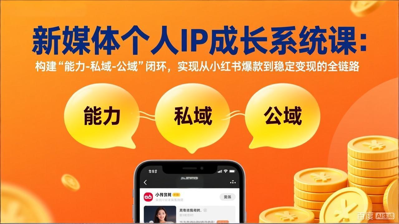 新媒体个人IP成长系统课-更新：构建“能力-私域-公域”闭环，实现从小红书爆款到稳定变现-蚂蚁汇资源分享项目网