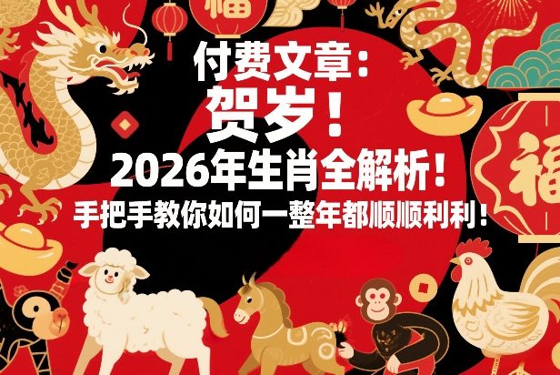 付费文章：贺岁！2026年生肖全解析！手把手教你如何一整年都顺顺利利！-蚂蚁汇资源分享项目网