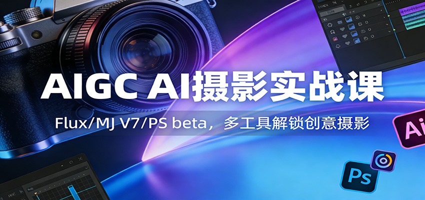 AIGC AI摄影实战课：Flux/MJ V7/PS beta，多工具解锁创意摄影-蚂蚁汇资源分享项目网