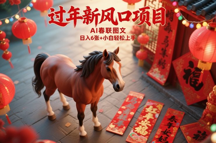 过年新风口项目，用ai春联图文，日入6张+小白轻松上手【揭秘】-蚂蚁汇资源分享项目网