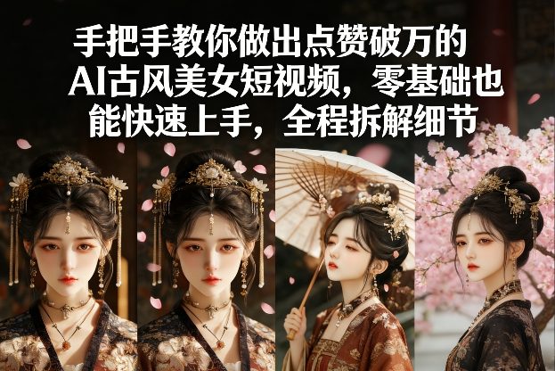 手把手教你做出点赞破万的AI古风美女短视频，零基础也能快速上手，全程拆解细节-蚂蚁汇资源分享项目网