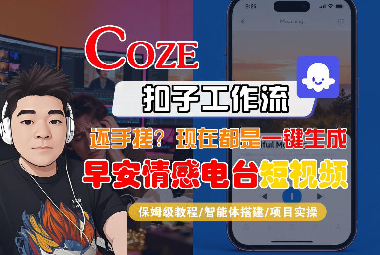 【Coze工作流搭建实操教程】【coze】早安情感电台日签视频还在手动做？用扣子工作流自动生成，省时90%-蚂蚁汇资源分享项目网