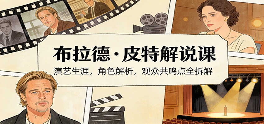 演员说-布拉德.皮特解说课：演艺生涯，角色解析，观众共鸣点全拆解-蚂蚁汇资源分享项目网
