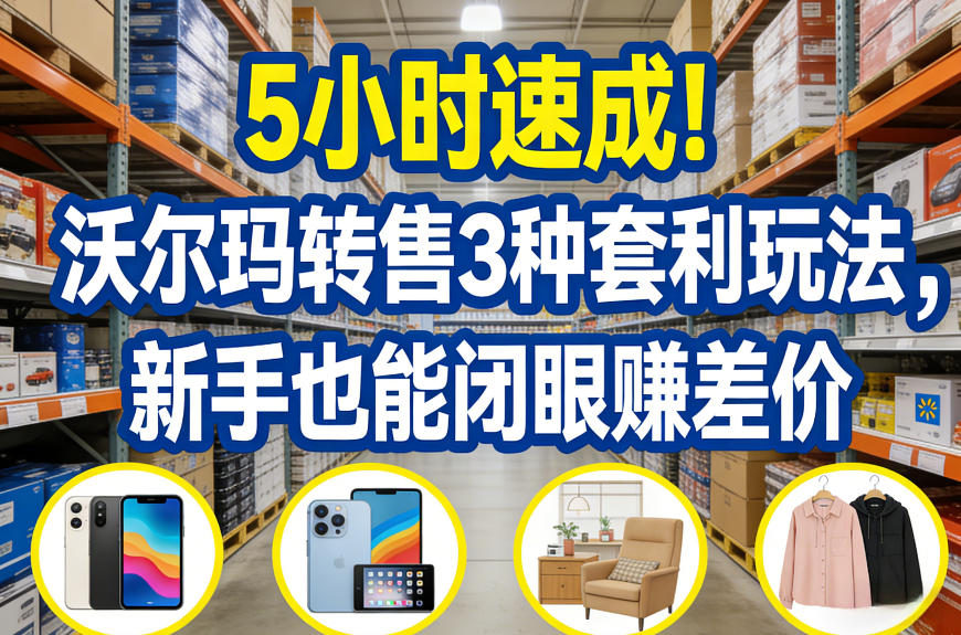 5小时速成！沃尔玛转售3种套利玩法，新手也能闭眼賺差价-蚂蚁汇资源分享项目网