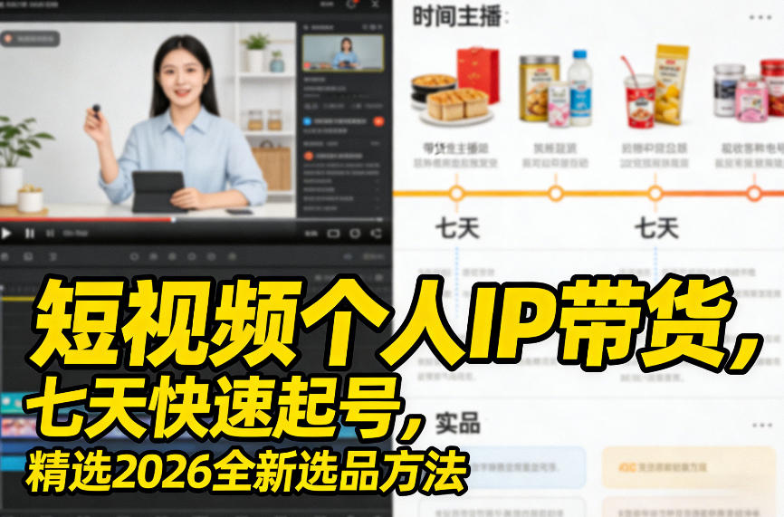 短视频个人IP带货，七天快速起号，精选2026全新选品方法-蚂蚁汇资源分享项目网
