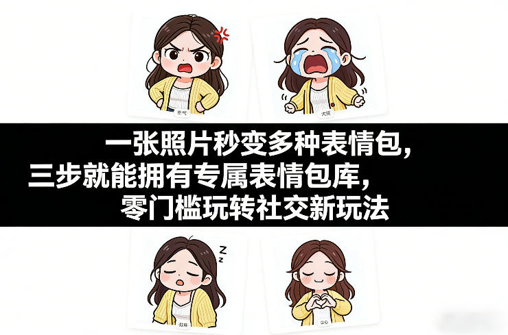 一张照片秒变多种表情包，三步就能拥有专属表情包库，零门槛玩转社交新玩法【文档】-蚂蚁汇资源分享项目网