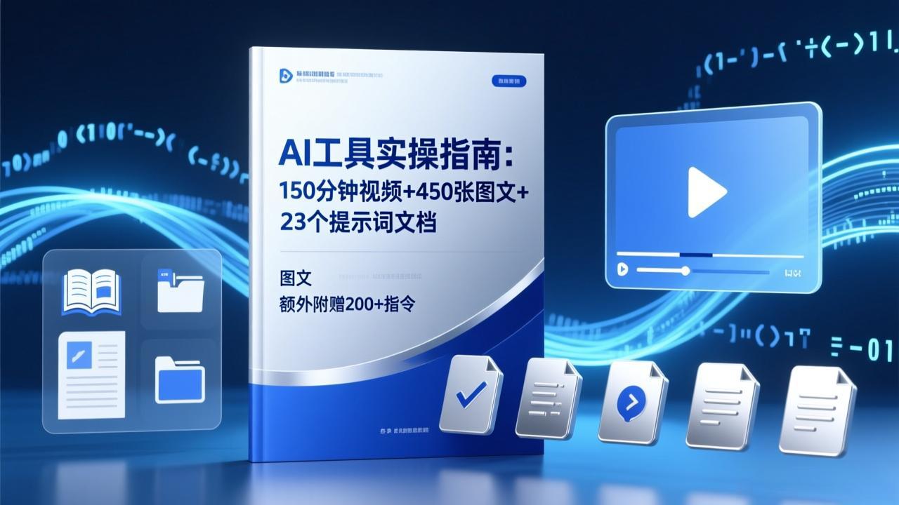 AI工具实操指南：150分钟视频+450张图文+23个提示词文档，额外附赠200+指令-蚂蚁汇资源分享项目网