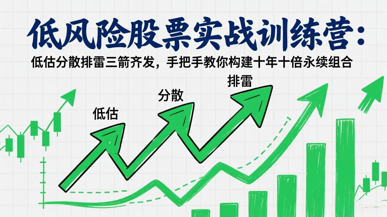 低风险股票实战训练营：低估分散排雷三箭齐发，手把手教你构建十年十倍永续组合-蚂蚁汇资源分享项目网