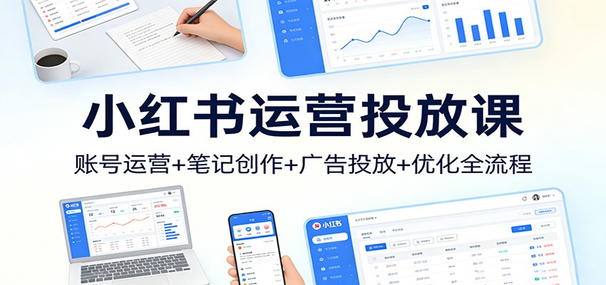 小红书运营投放课：账号运营+笔记创作+广告投放+优化全流程-蚂蚁汇资源分享项目网