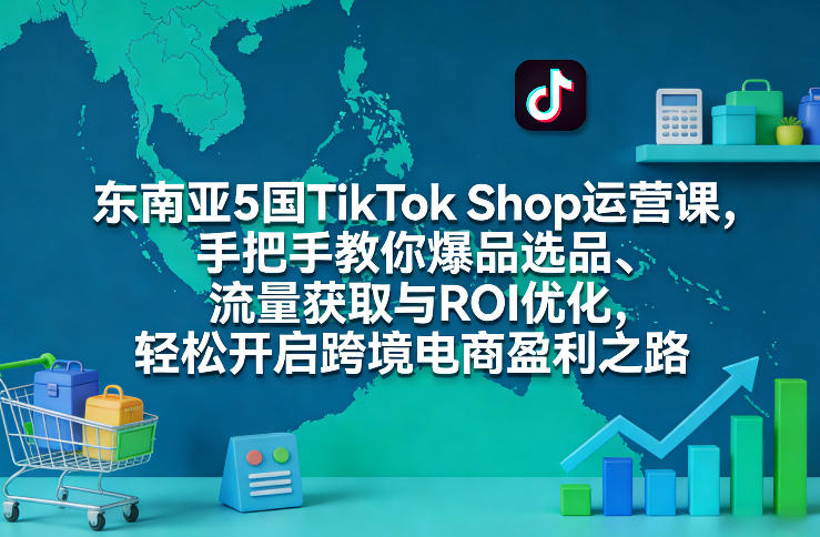 东南亚5国TikTok Shop运营课，手把手教你爆品选品、流量获取与ROI优化，轻松开启跨境电商盈利之路-蚂蚁汇资源分享项目网